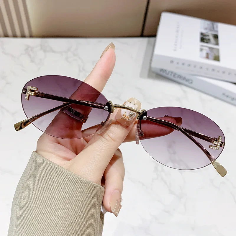 Bold Euro American Frameless Sunglasses Look