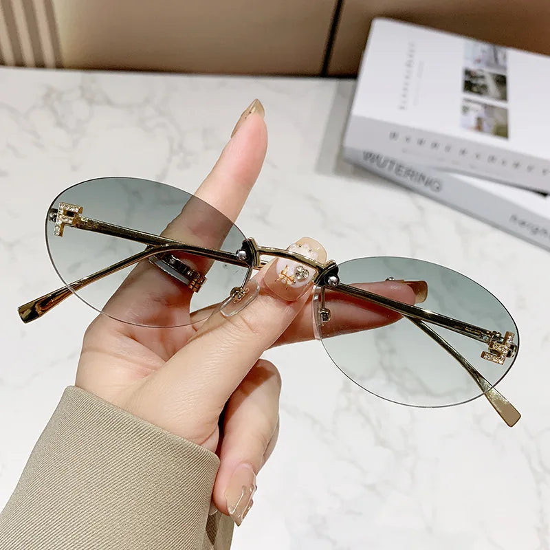 Bold Euro American Frameless Sunglasses Look