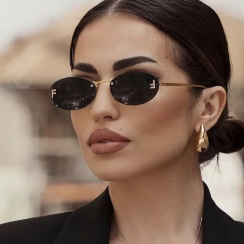 Bold Euro American Frameless Sunglasses Look