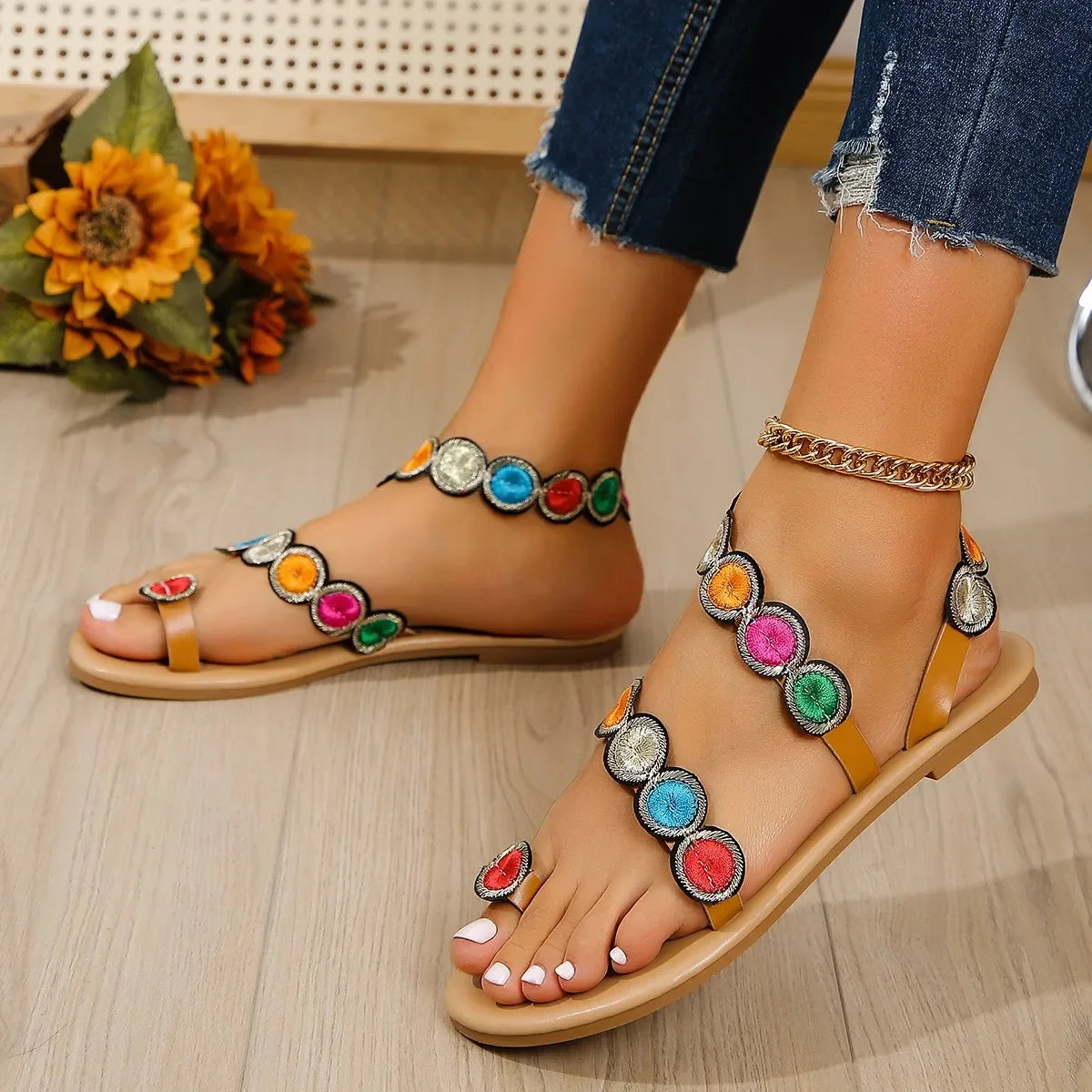 Floral Flat Sandals