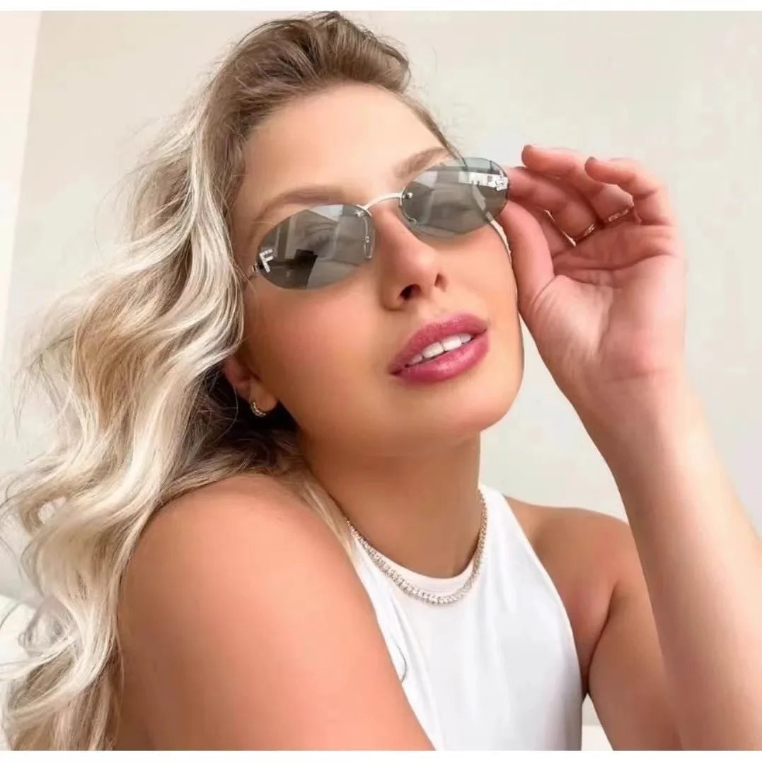 Bold Euro American Frameless Sunglasses Look