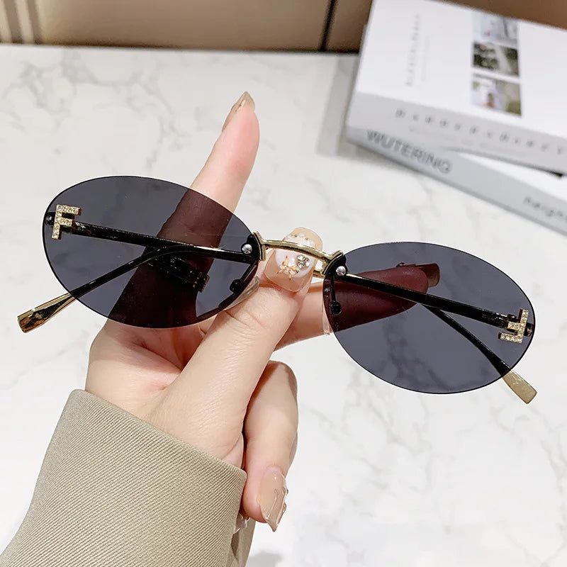 Bold Euro American Frameless Sunglasses Look