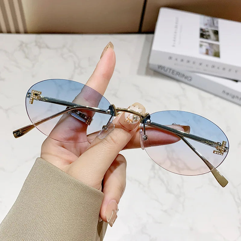 Bold Euro American Frameless Sunglasses Look