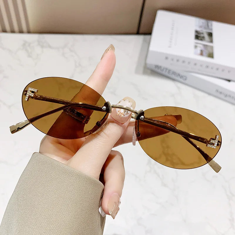 Bold Euro American Frameless Sunglasses Look