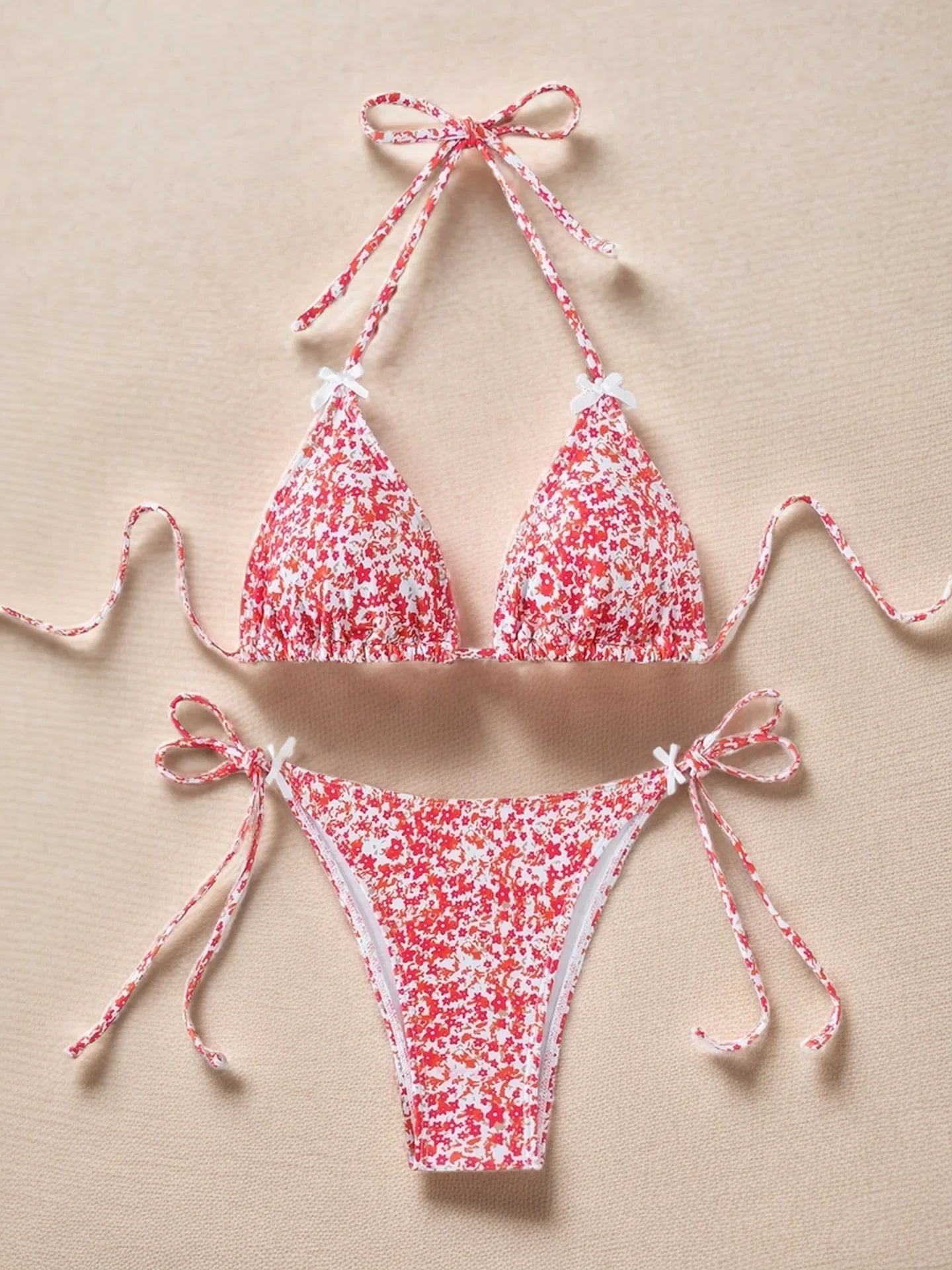 Sexy Print Backless High Waist Bikini Set