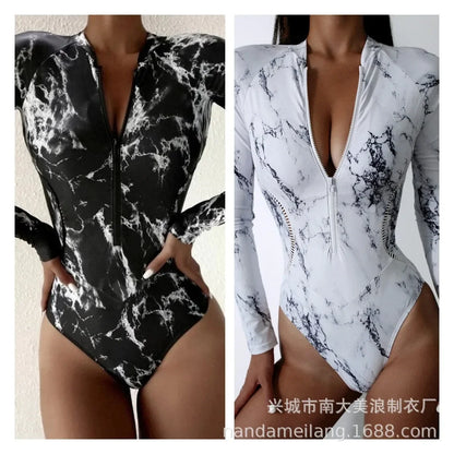 Long Sleeve Surfing Swimsuit with Zipper