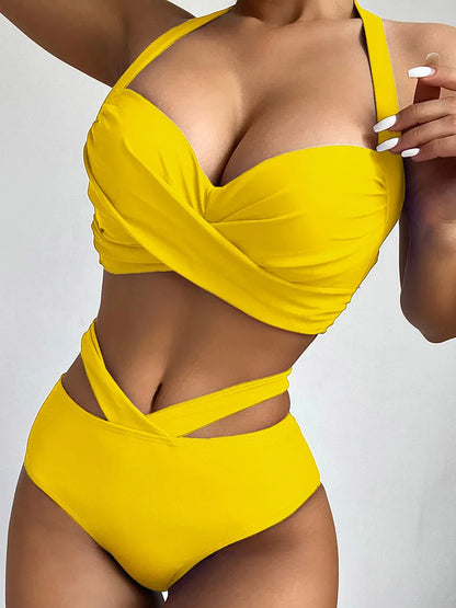 Solid Color Halter Bikini