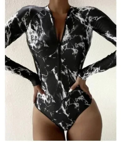 Long Sleeve Surfing Swimsuit with Zipper