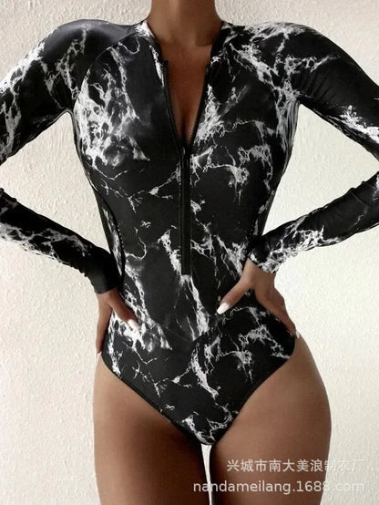 Long Sleeve Surfing Swimsuit with Zipper