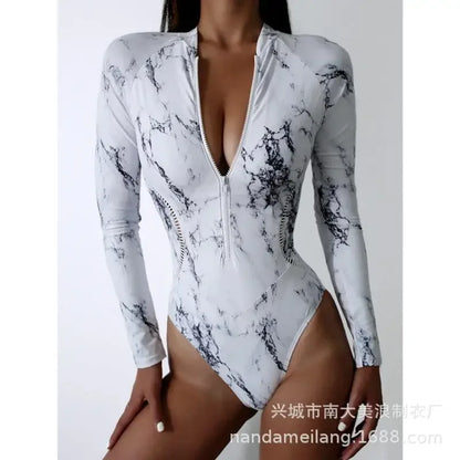 Long Sleeve Surfing Swimsuit with Zipper