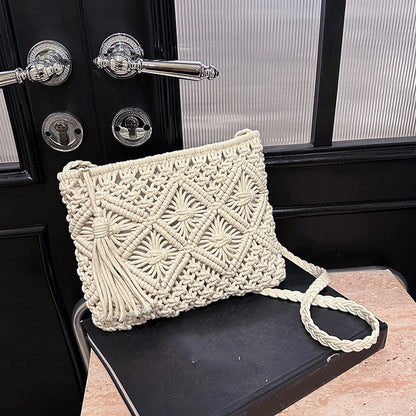 Boho Beach Crossbody Bag with Tassel Charm