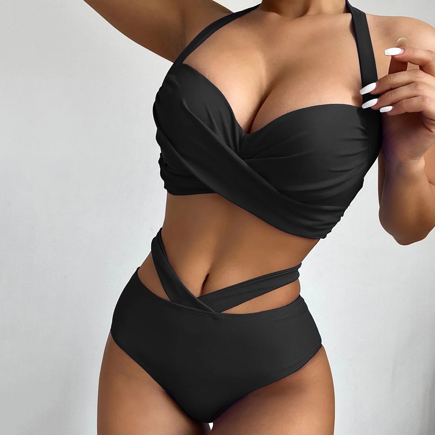 Solid Color Halter Bikini